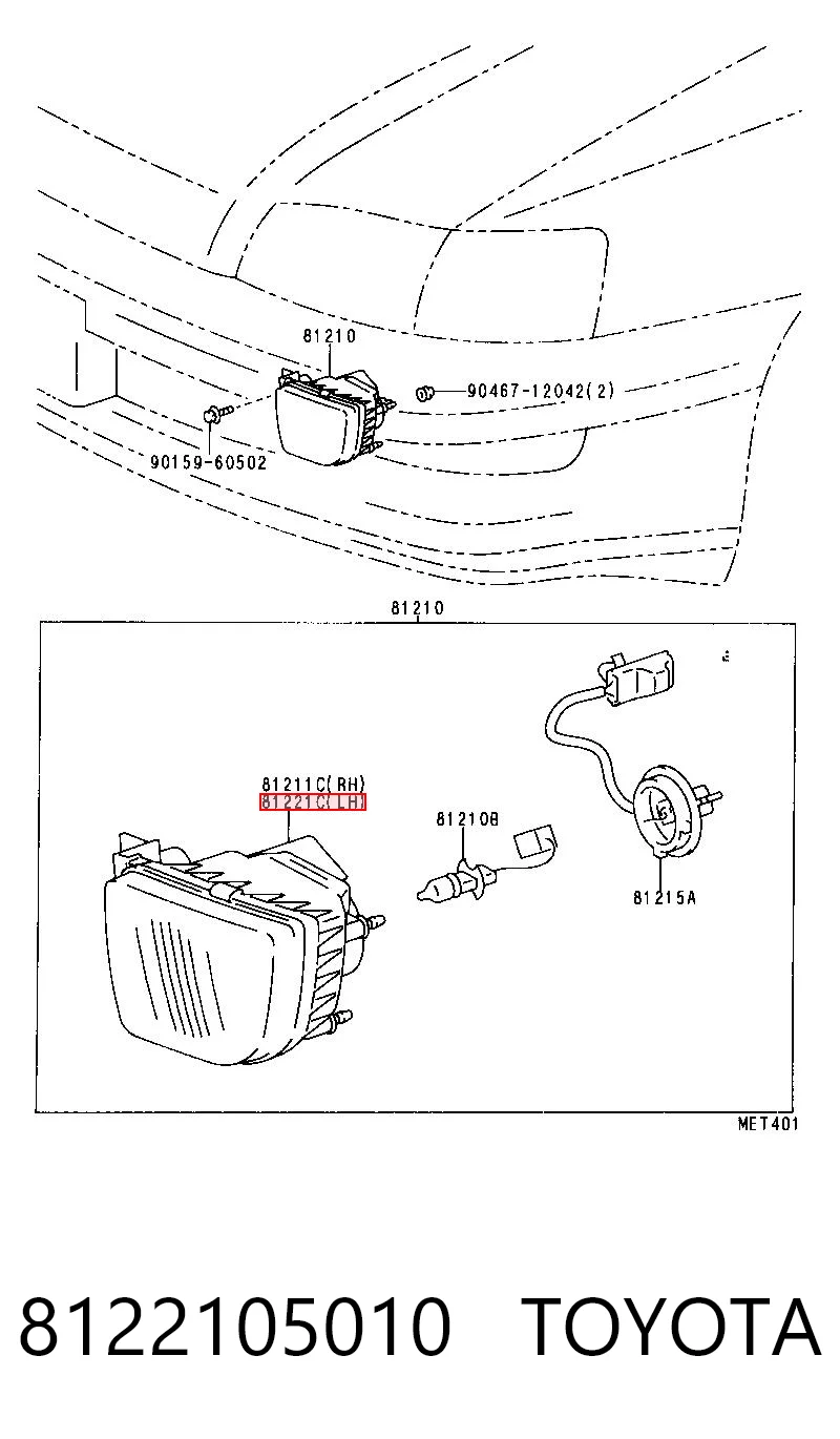 8122105010 Toyota Противотуманная фара левая