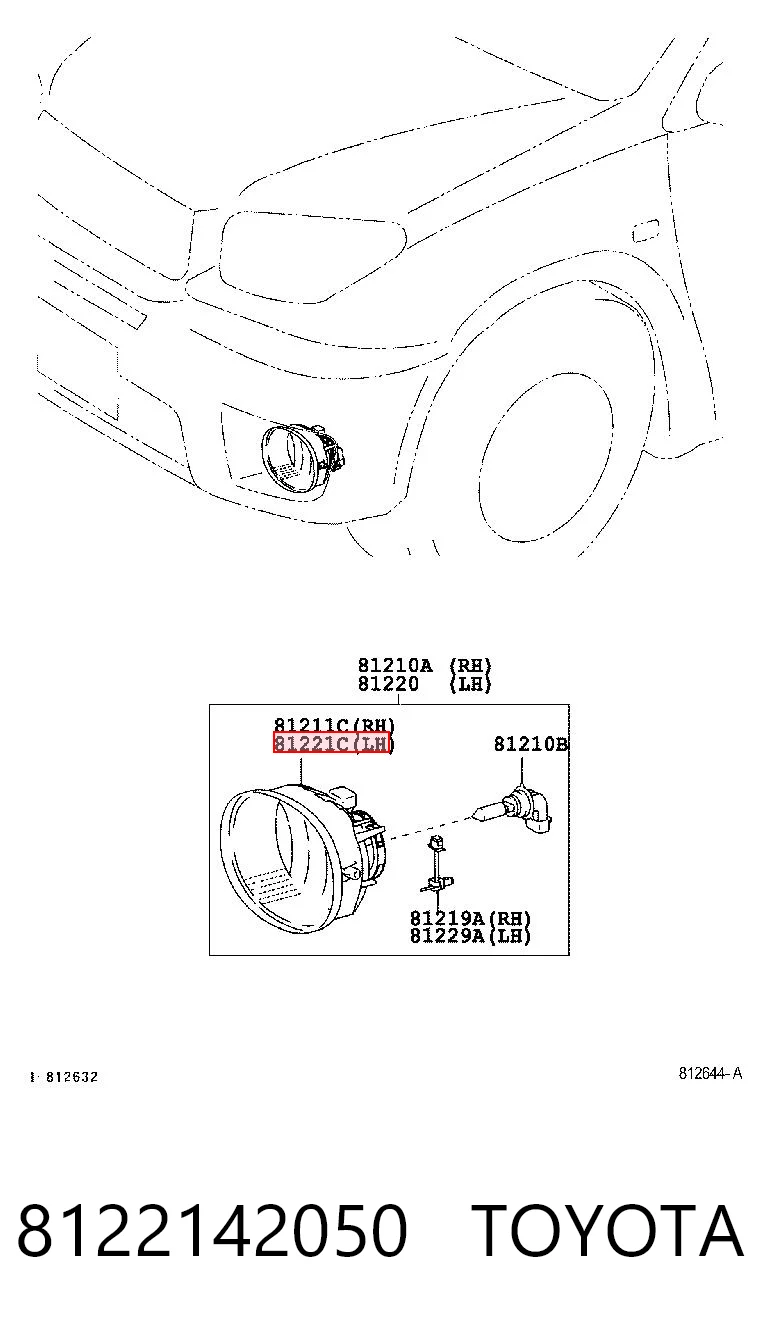 8122142050 Toyota Противотуманная фара левая