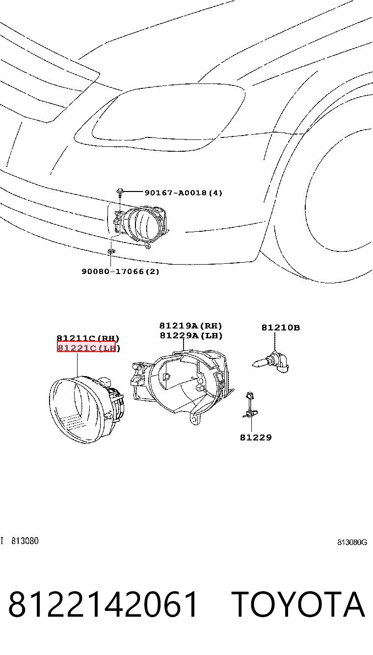 8122142061 Toyota Противотуманная фара левая