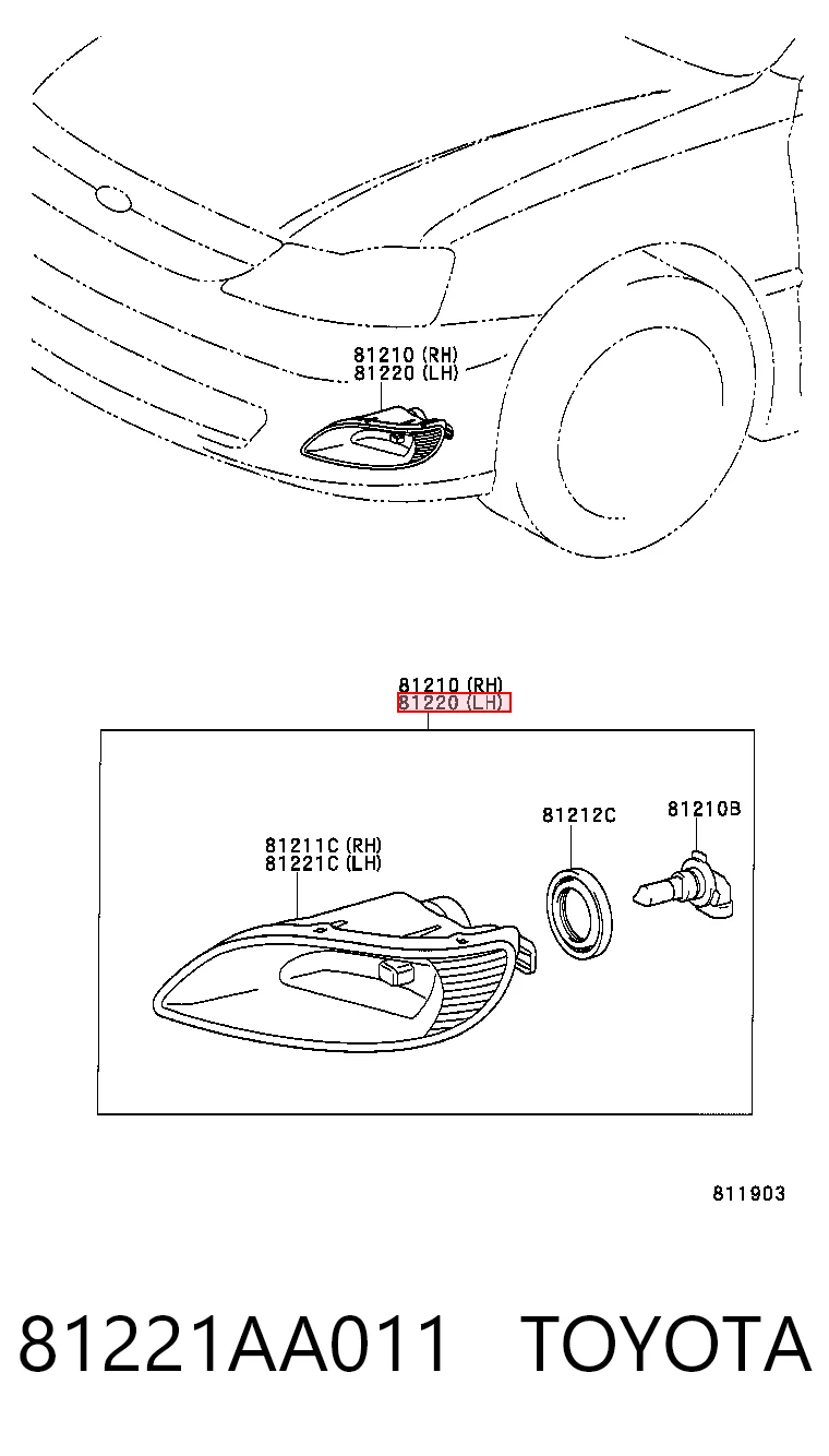 81221AA011 Toyota Противотуманная фара левая