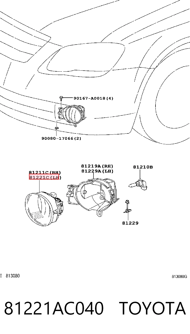 81221AC040 Toyota Противотуманная фара левая