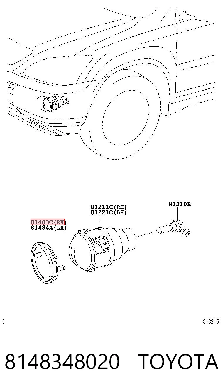 8148348020 Toyota Заглушка ПТФ бампера переднего правая