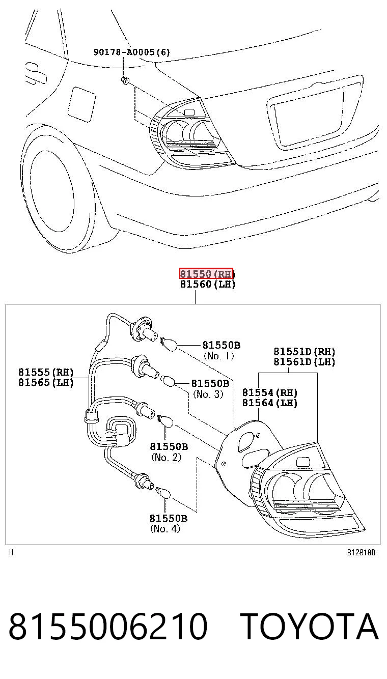 8155006210 Toyota Фонари задние
