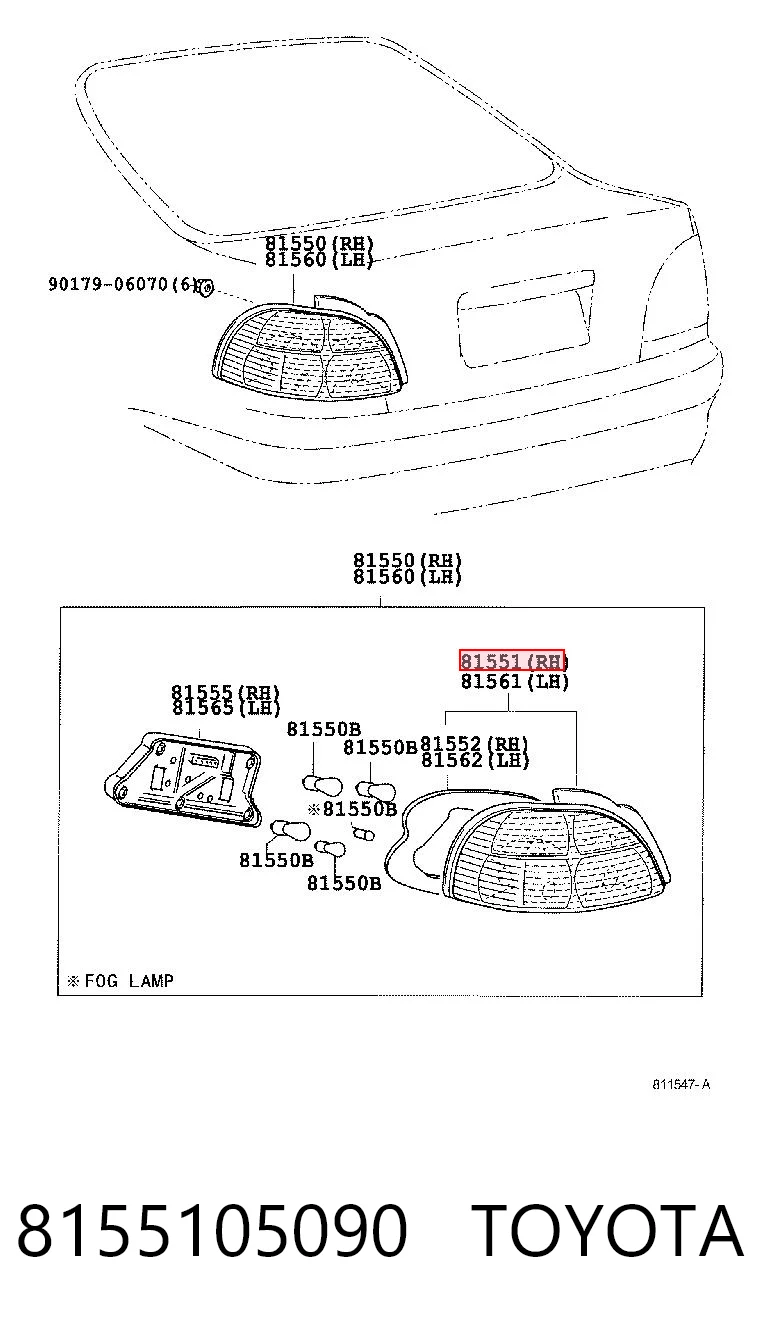 8155105090 Toyota Фонари задние