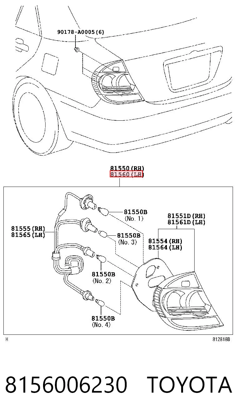 8156006230 Toyota Задний левый стоп