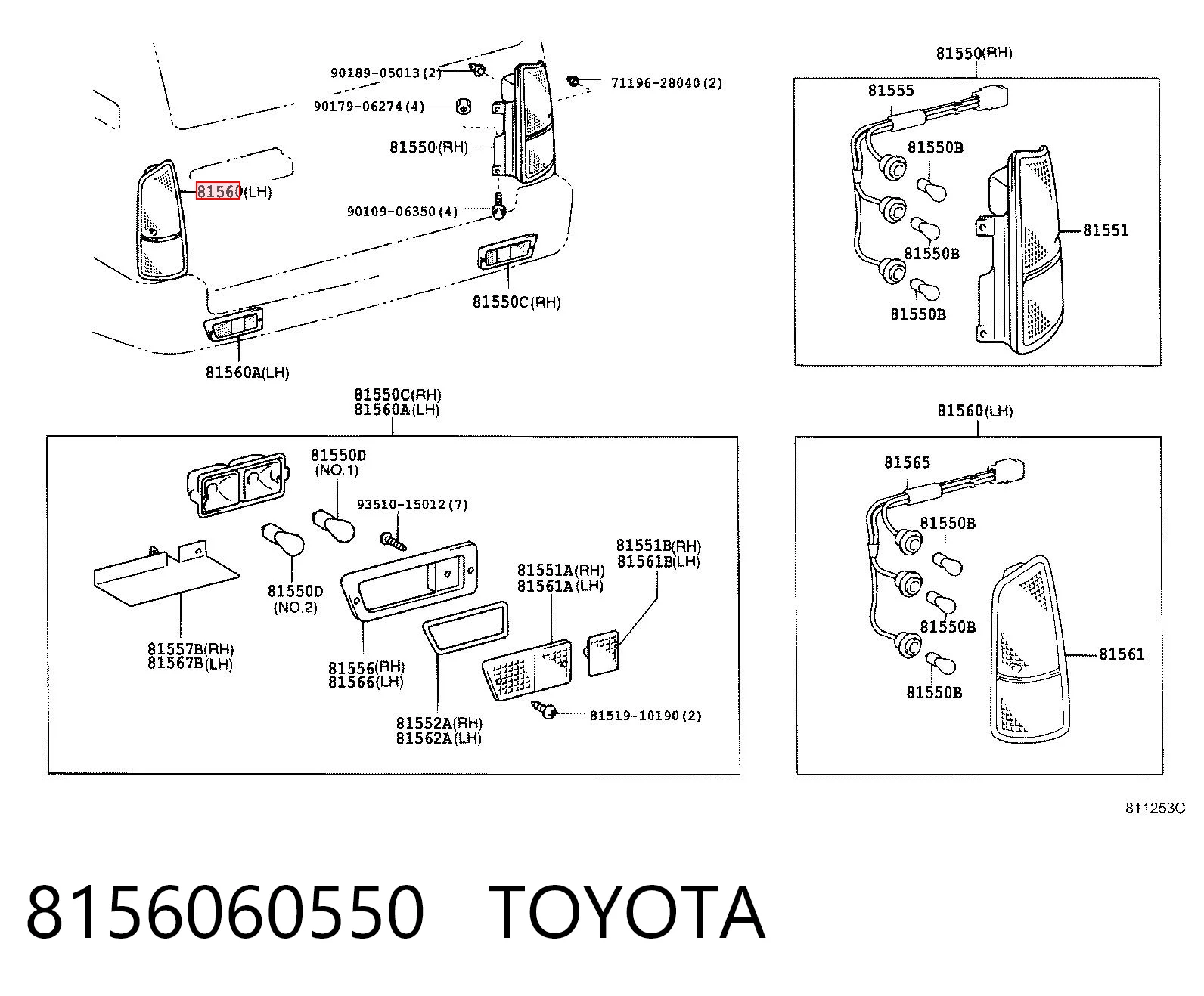 Задний левый стоп на Toyota Land Cruiser 90 J9
