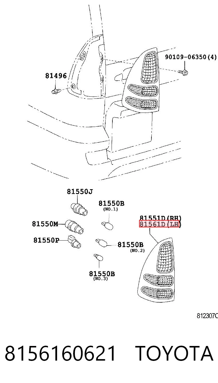 Задняя левая фара Toyota Land Cruiser PRADO ASIA внедорожник (J12) (2002 - 2010) цена, от 48.23 USD