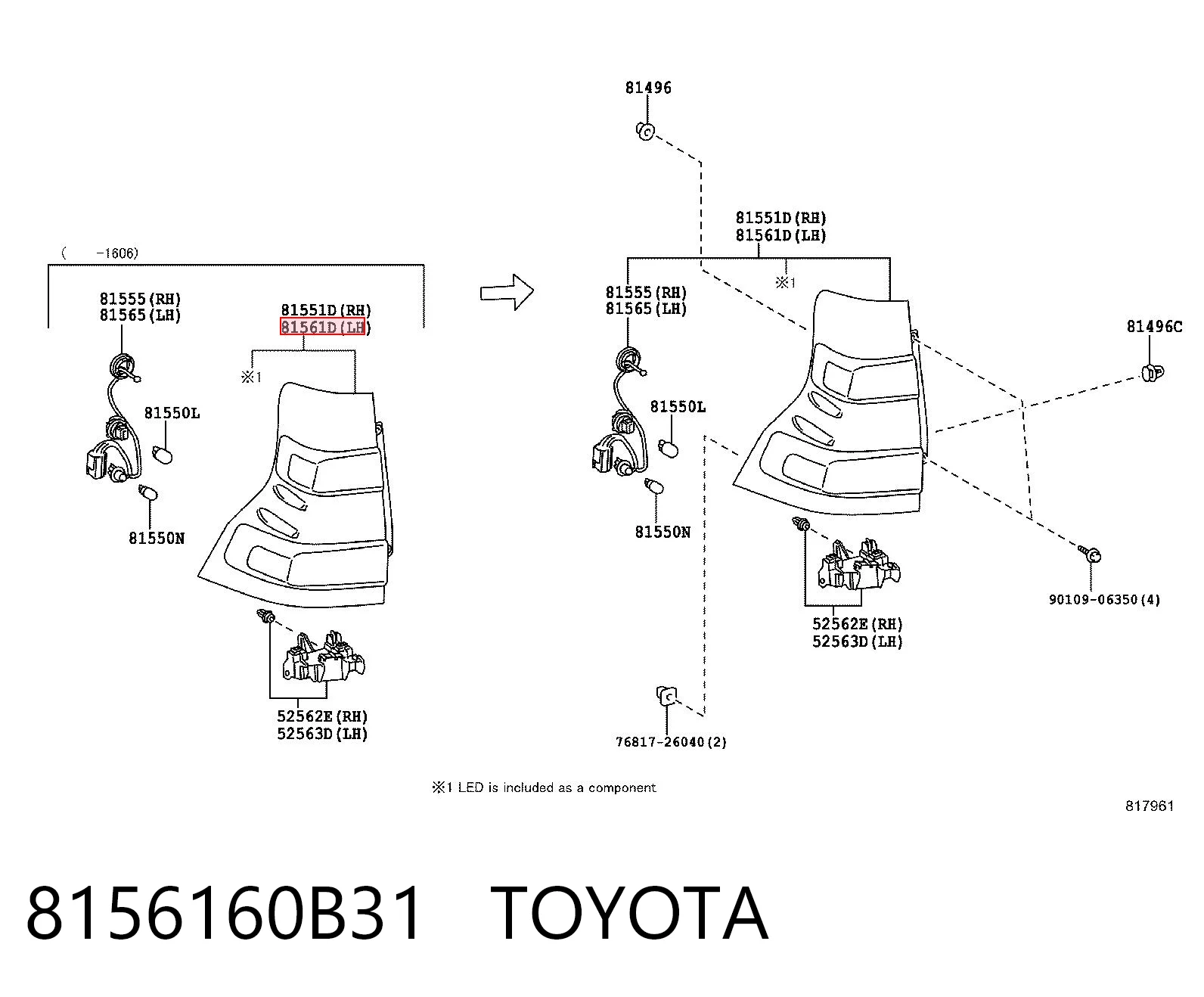 Задний левый стоп на Toyota Land Cruiser PRADO J150