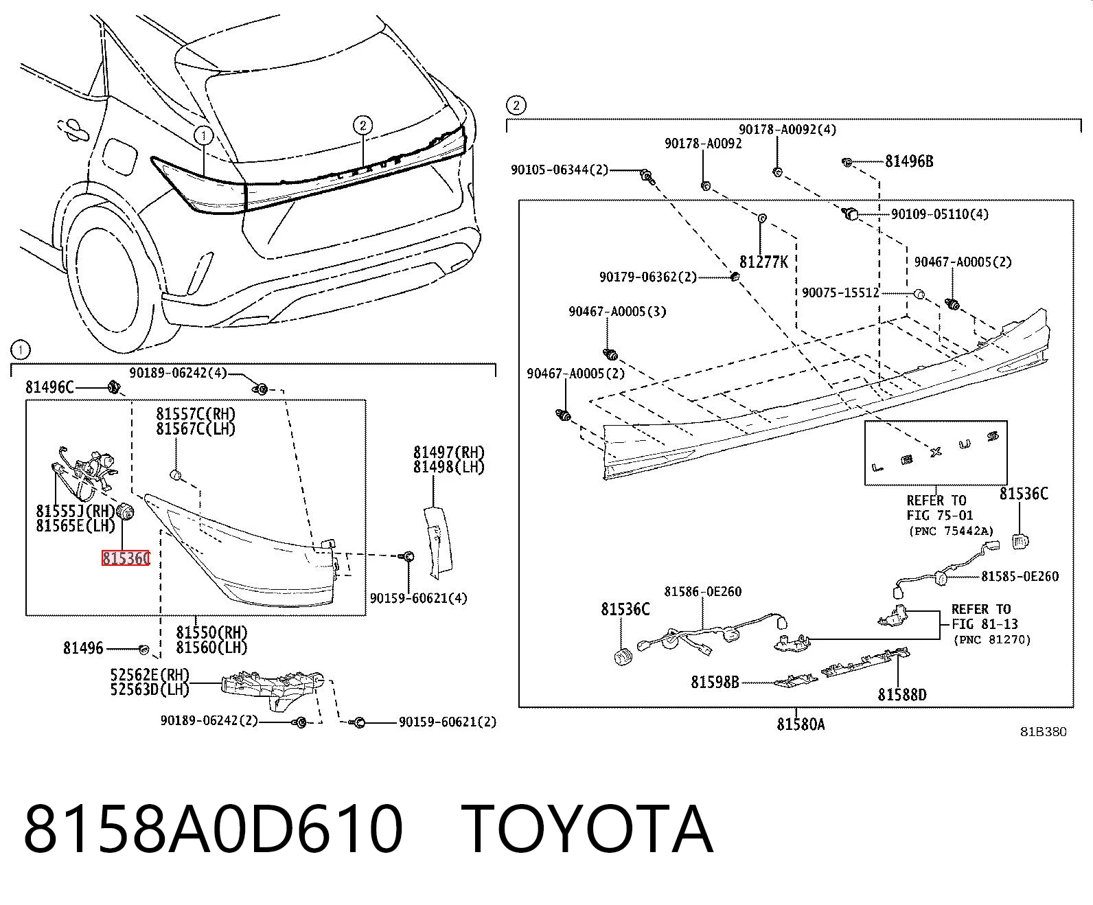 8158A0D610 Toyota Противотуманные лампы