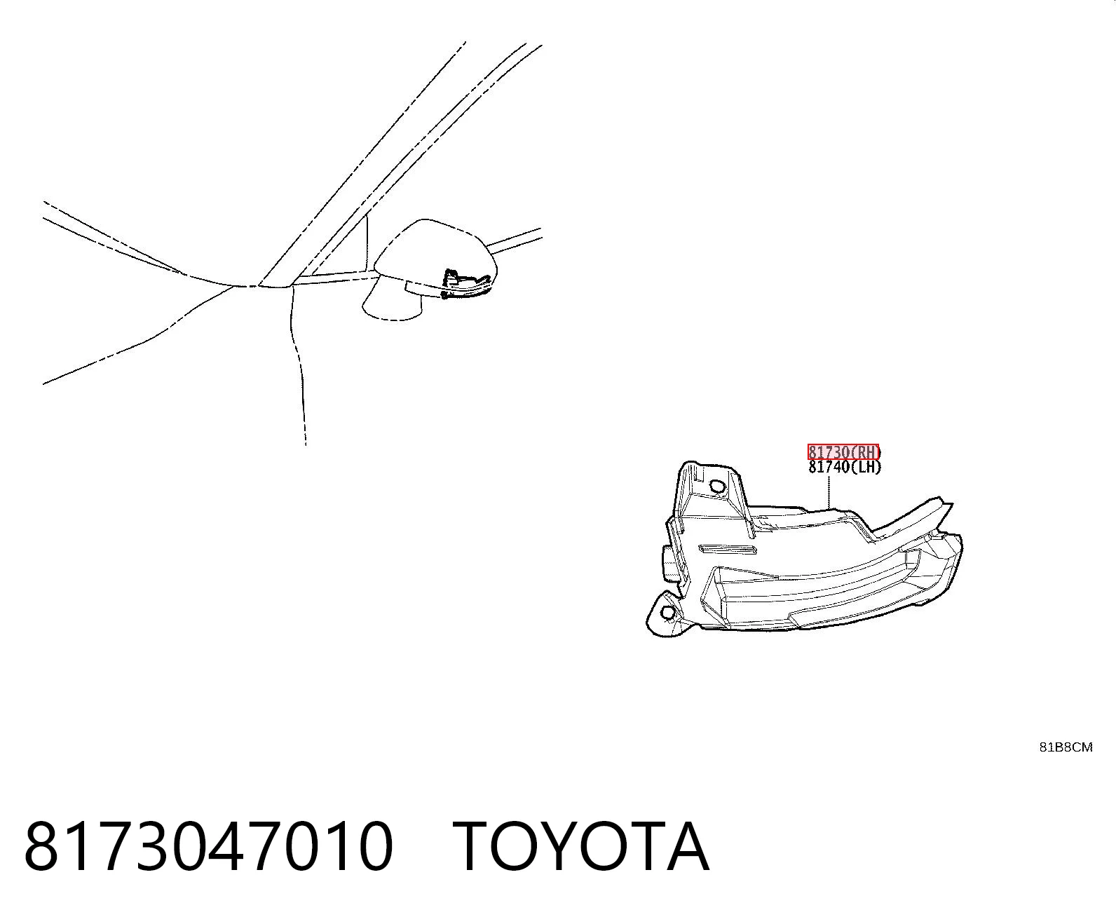 8173047010 Toyota Указатель поворота зеркала правый