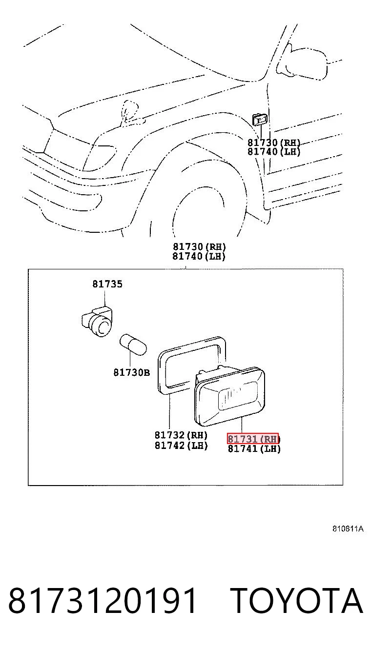 Повторитель поворота в крыло Toyota Camry IV седан (V20) (1996 - 2001) цена, от 8.44 USD