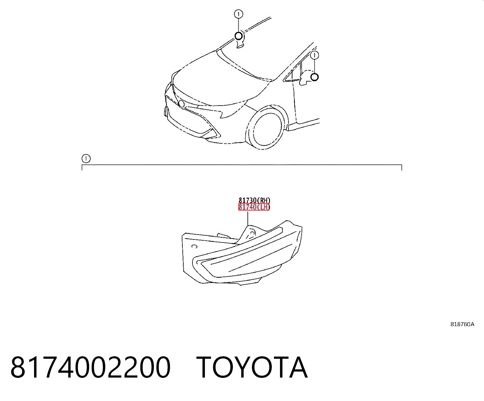 8174002200 Toyota Левое боковое зеркало