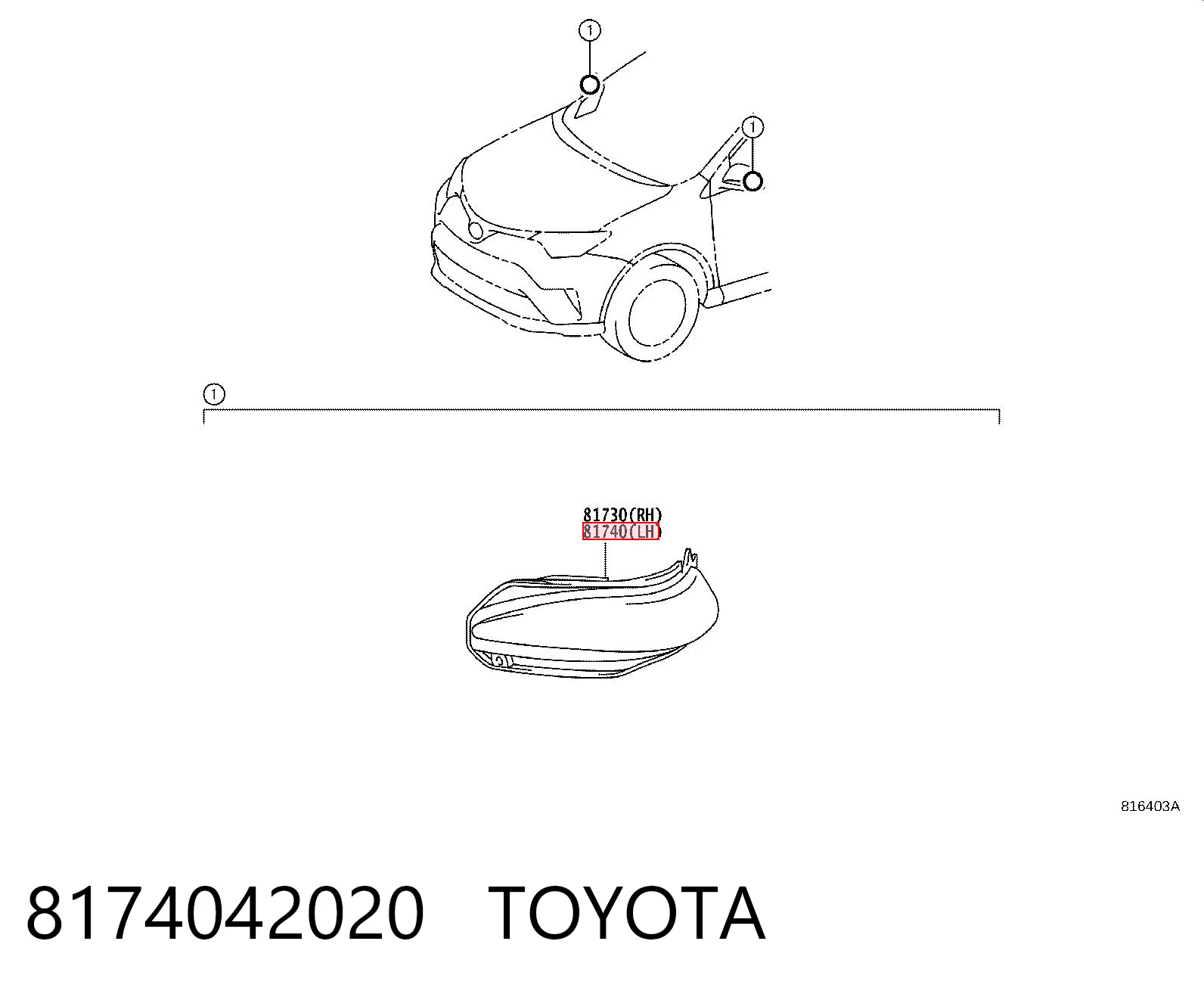 8174042020 Toyota Повторитель поворота левого зеркала