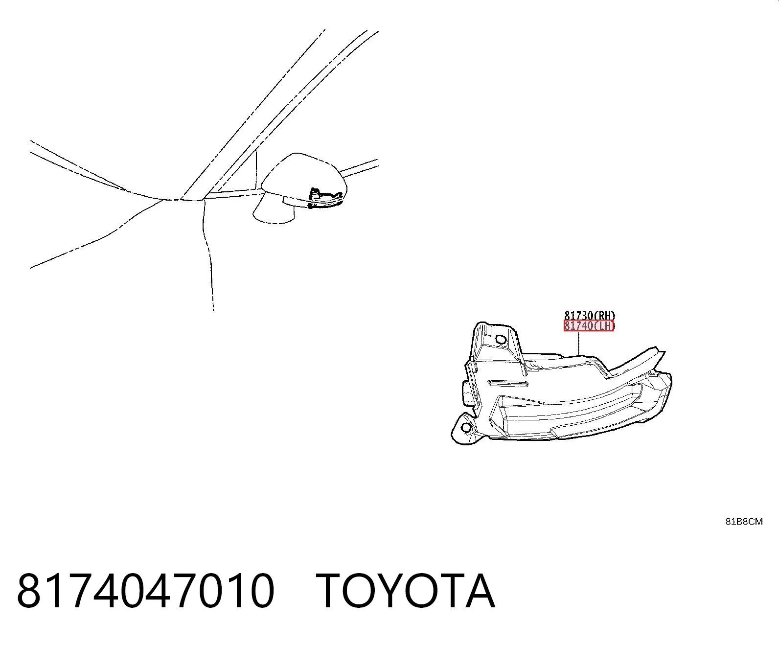8174047010 Toyota Повторитель поворота левого зеркала