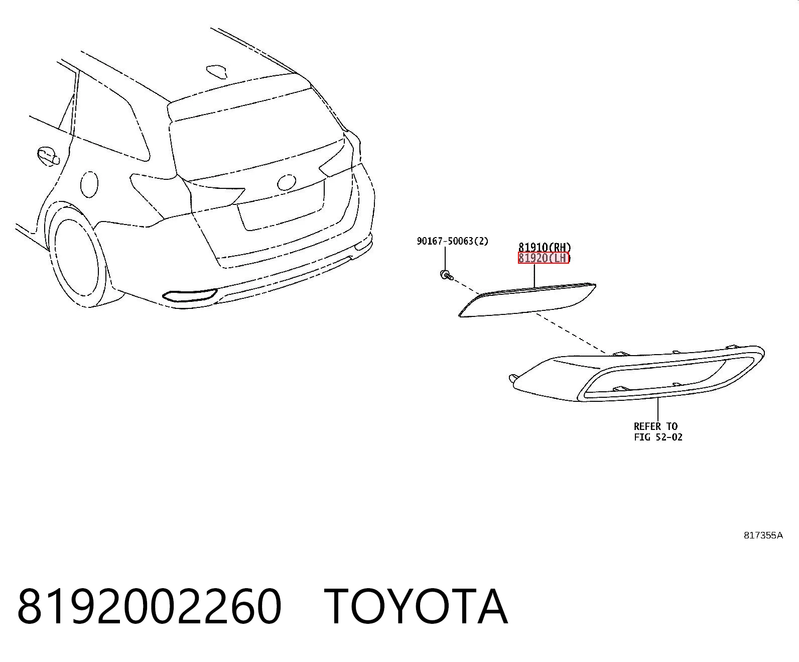 8192002260 Toyota Левый катафот бампера