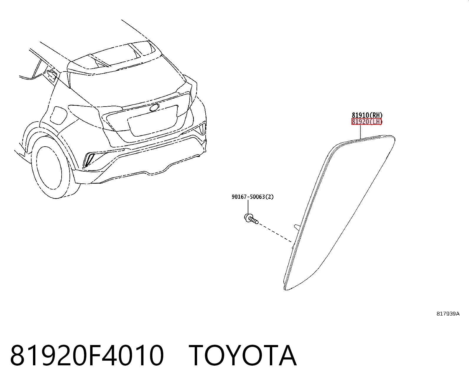 81920F4010 Toyota Левый катафот бампера