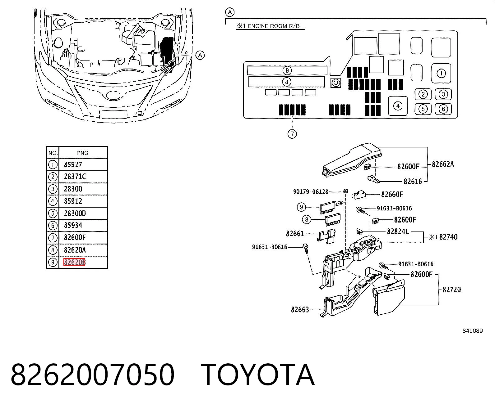 Монтажный блок предохранителей на Toyota Avalon  GSX30