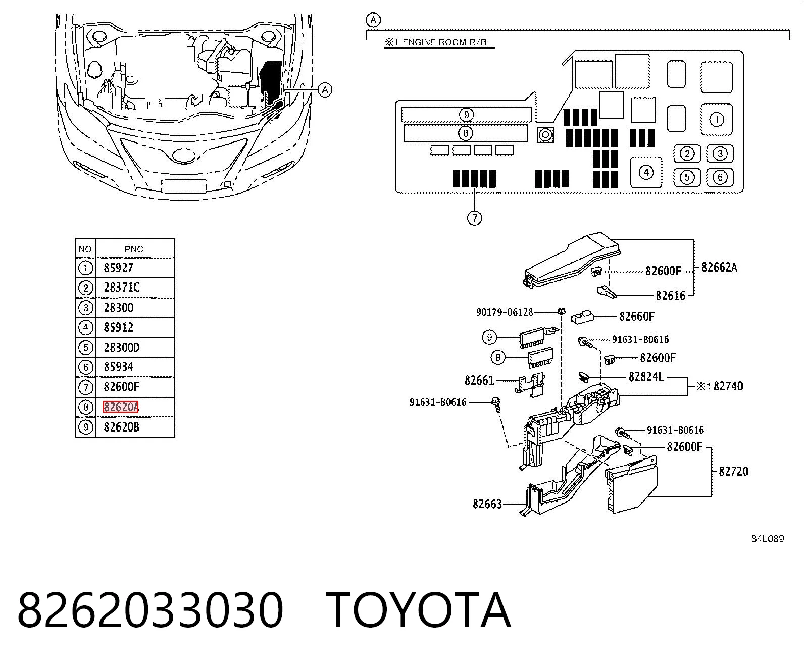 Монтажный блок предохранителей на Toyota Camry VI V40