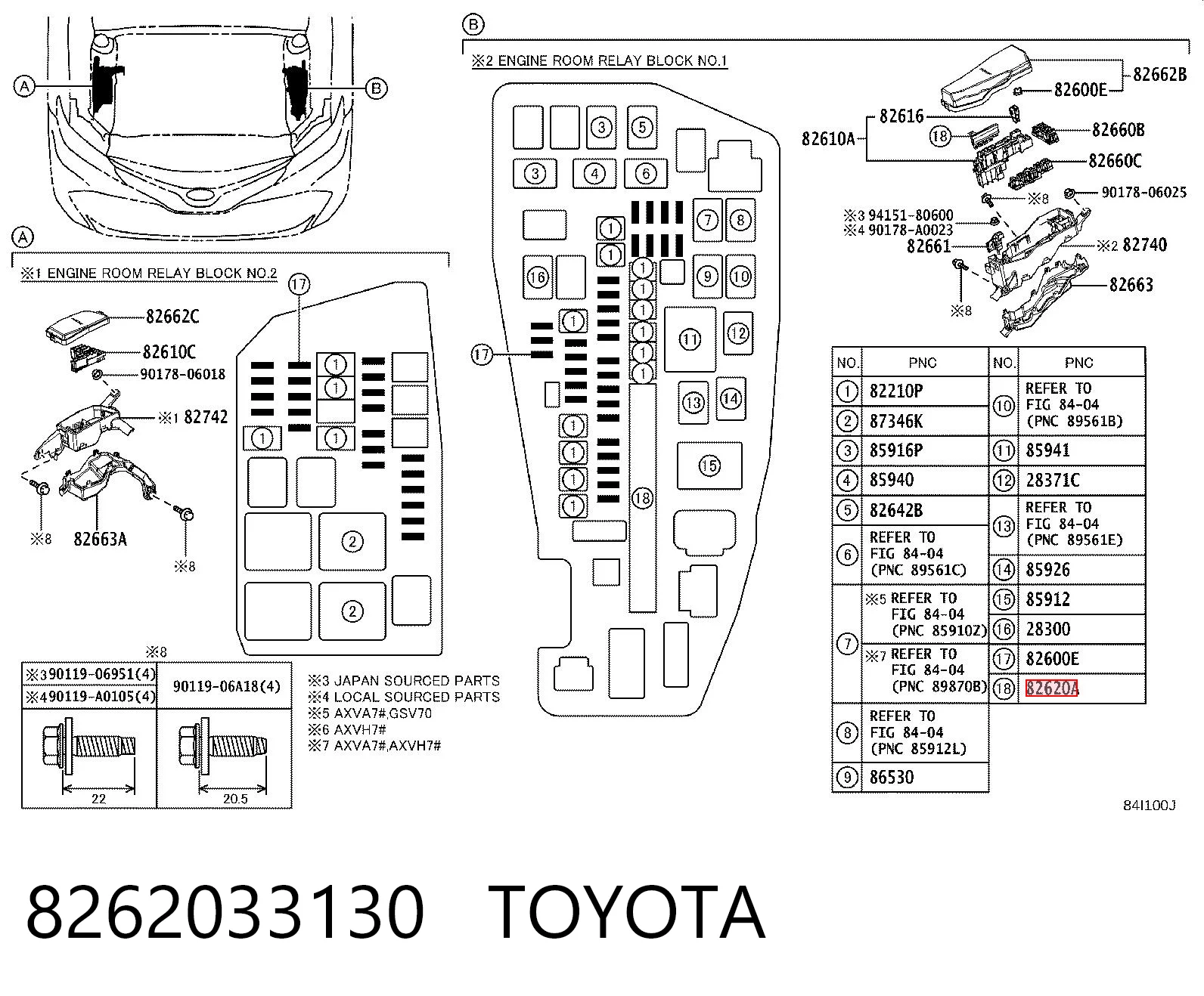 8262033130 Toyota Монтажный блок предохранителей
