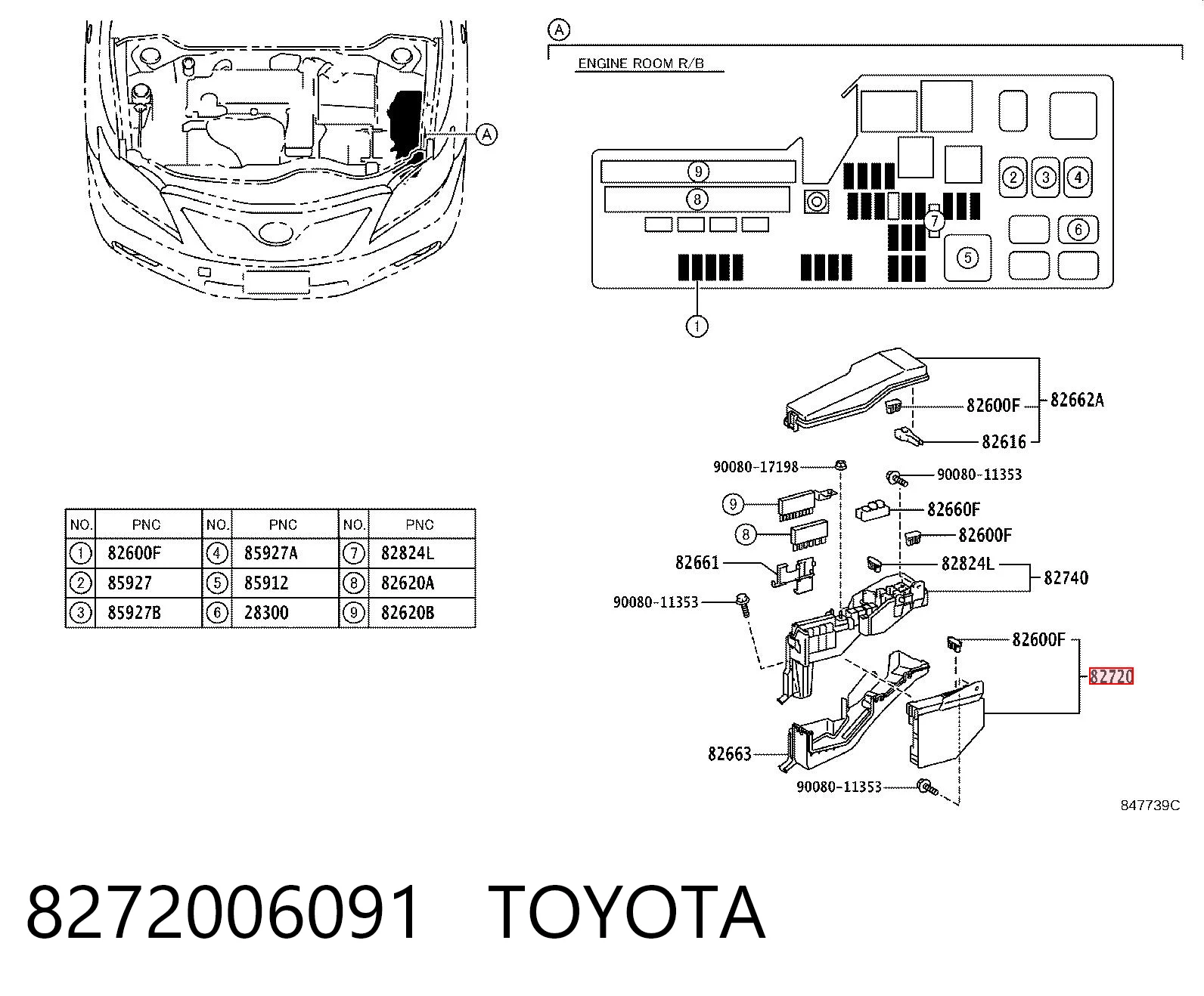 8272006091 Toyota Монтажный блок предохранителей