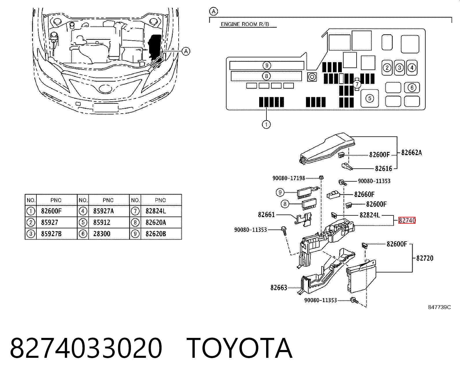 8274033020 Toyota Монтажный блок предохранителей
