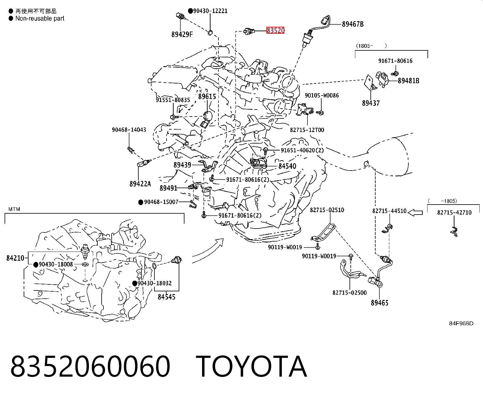 Датчик указателя давления масла на Toyota FORTUNER  N5, N6