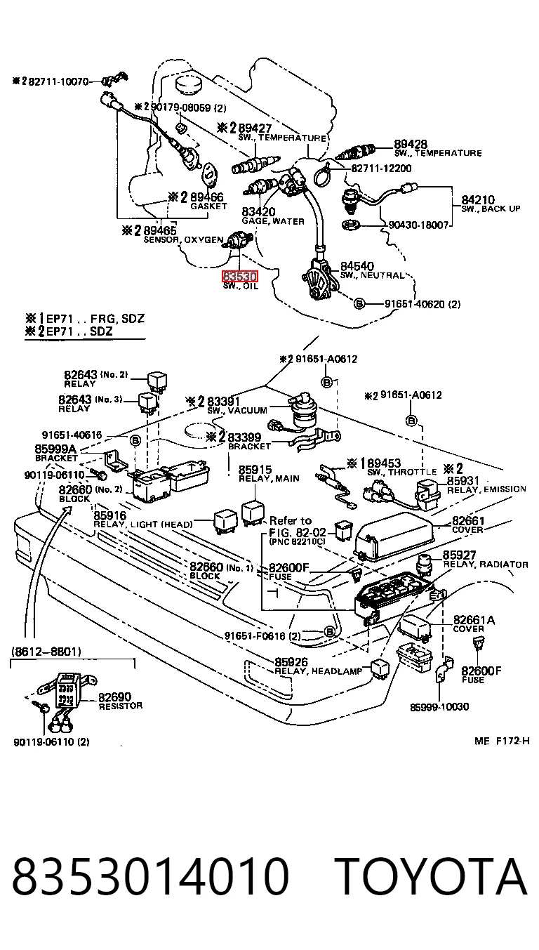 8353014010 Toyota Датчик указателя давления масла