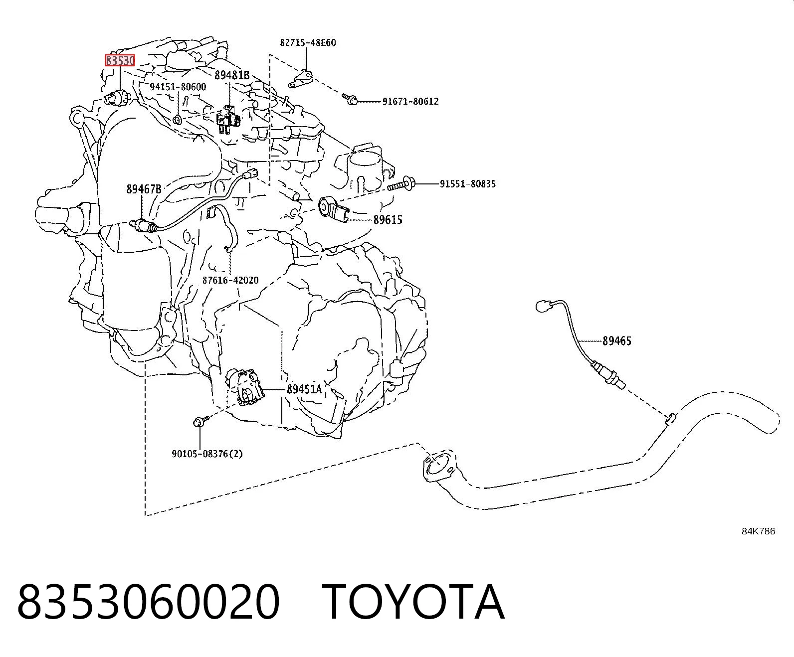 8353060020 Toyota Датчик указателя давления масла