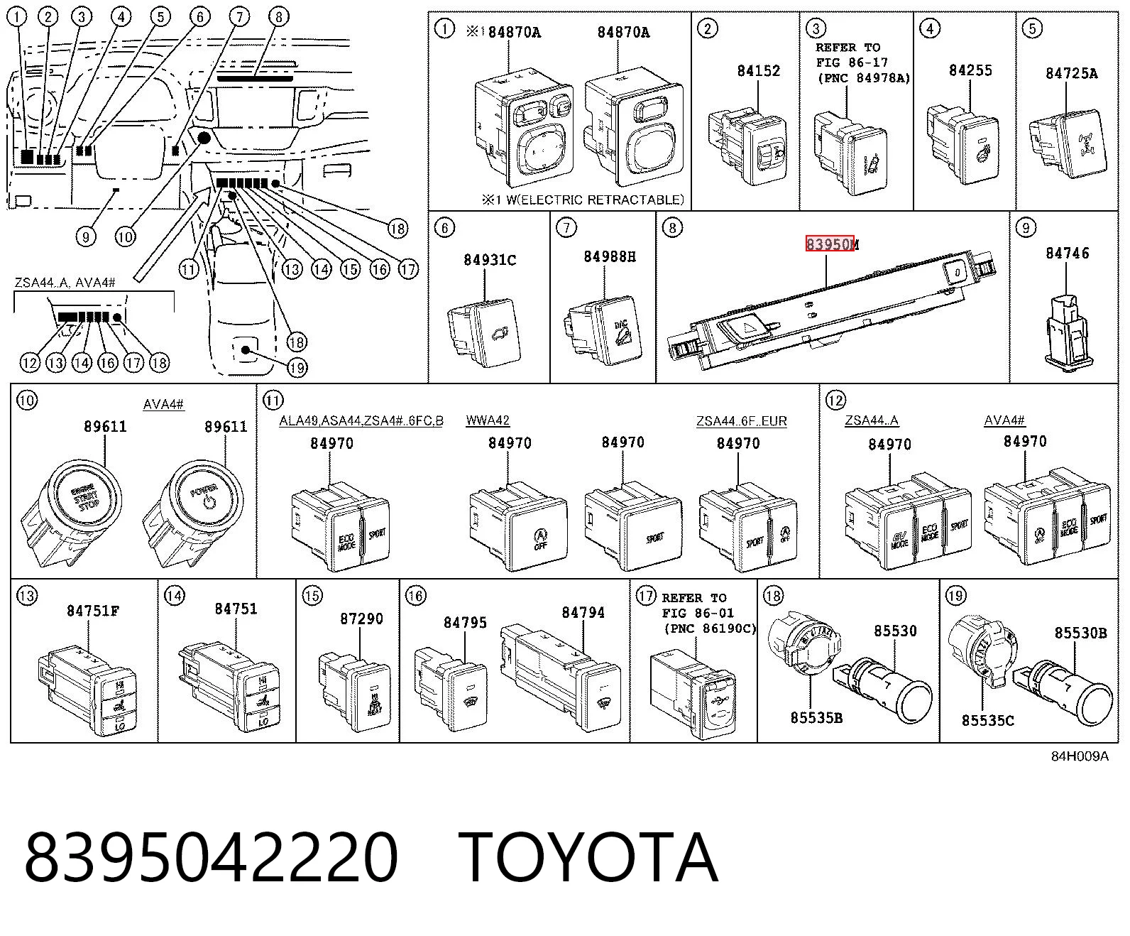 Аварийная кнопка на Toyota RAV4 IV A4