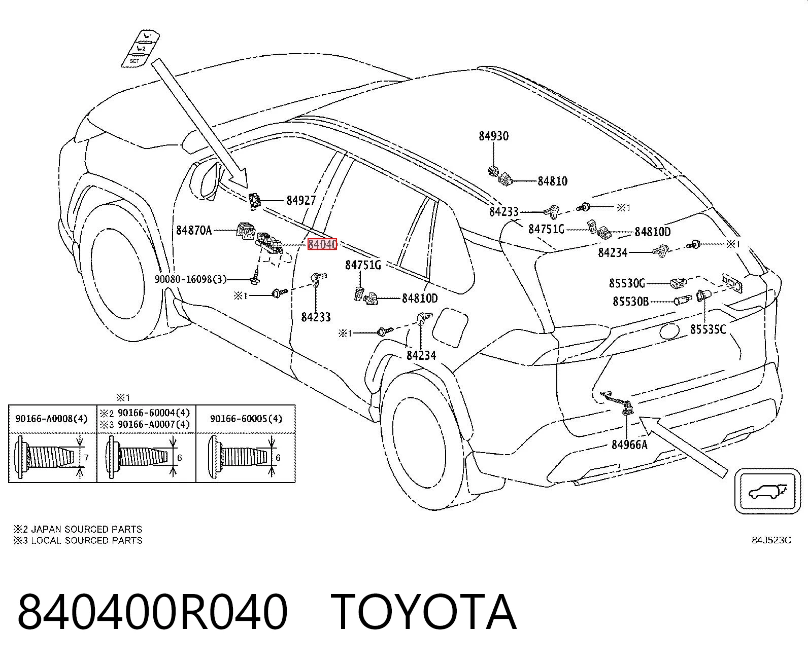 840400R040 Toyota Кнопки переднего левого стекло подъёмника