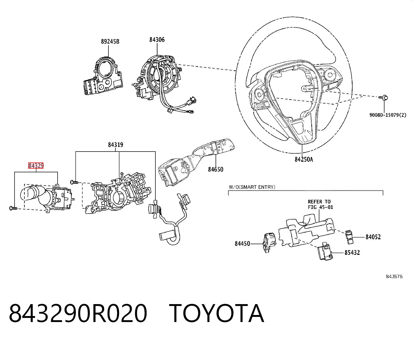 843290R020 Toyota Левый подрулевой переключатель