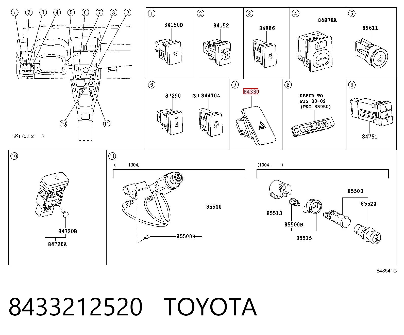 8433212520 Toyota Аварийная кнопка