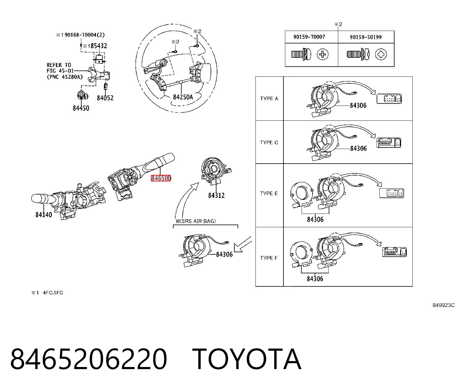 8465206220 Toyota Переключатель подрулевой, правый