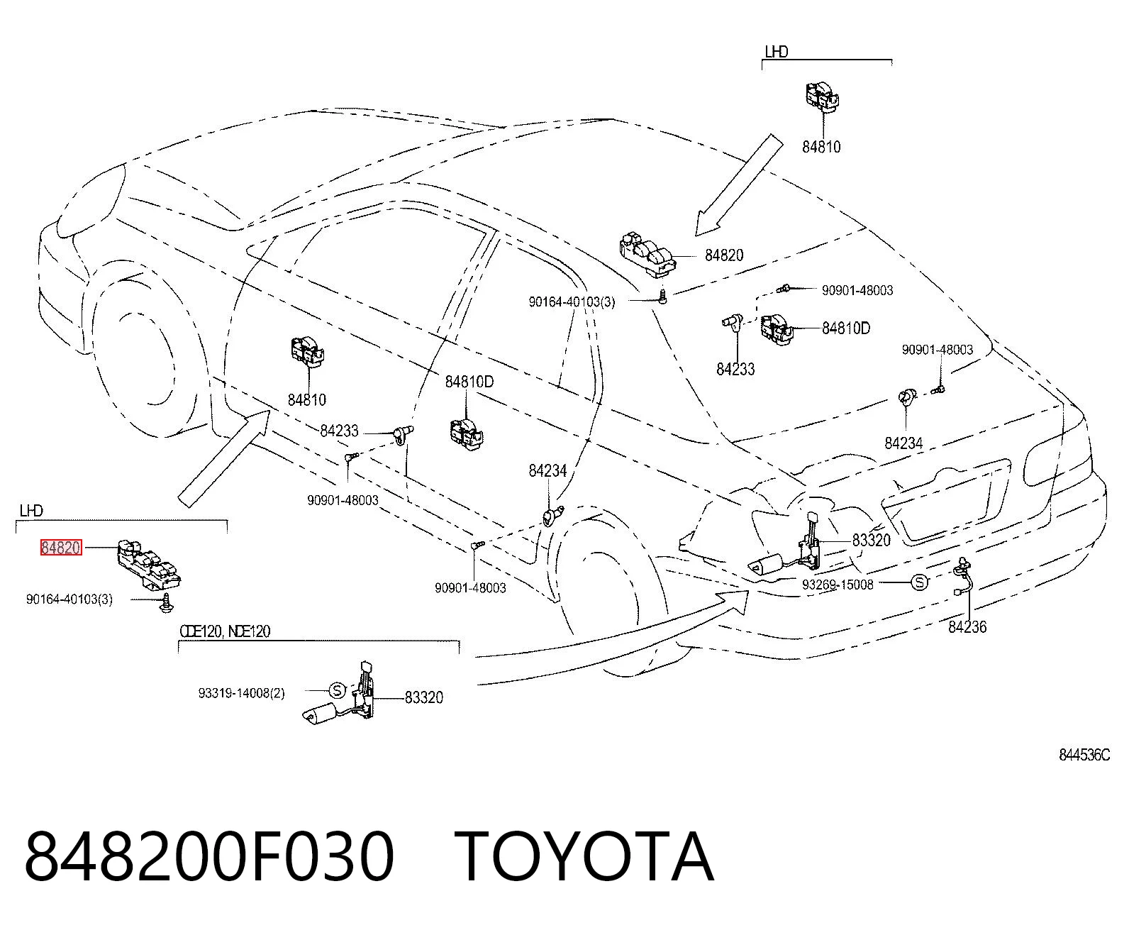 848200F030 Toyota Кнопки переднего левого стекло подъёмника