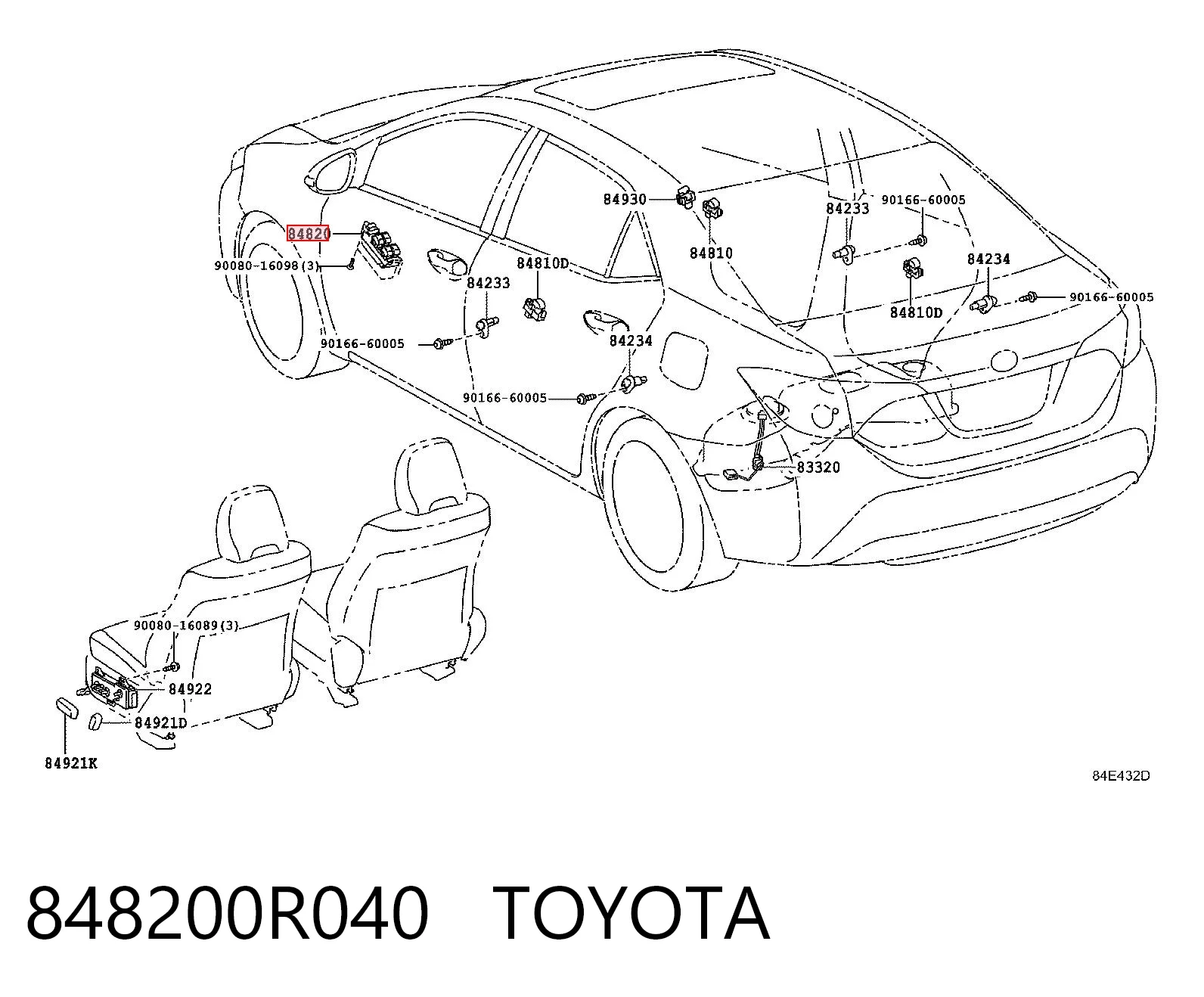 848200R040 Toyota Кнопочный блок управления стеклоподъемником центральной консоли