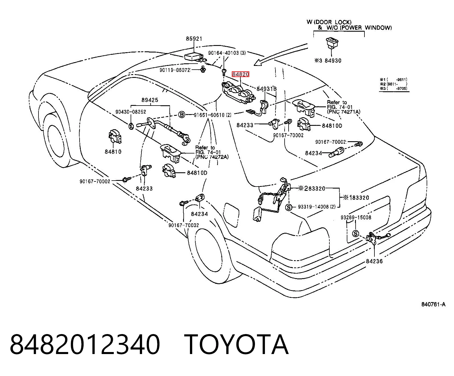 8482012340 Toyota Кнопочный блок управления стеклоподъемником центральной консоли