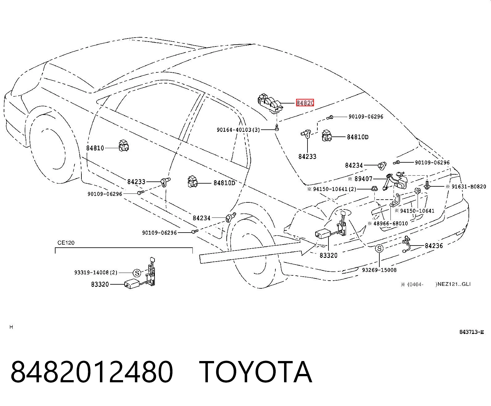 8482012480 Toyota Кнопочный блок управления стеклоподъемником центральной консоли