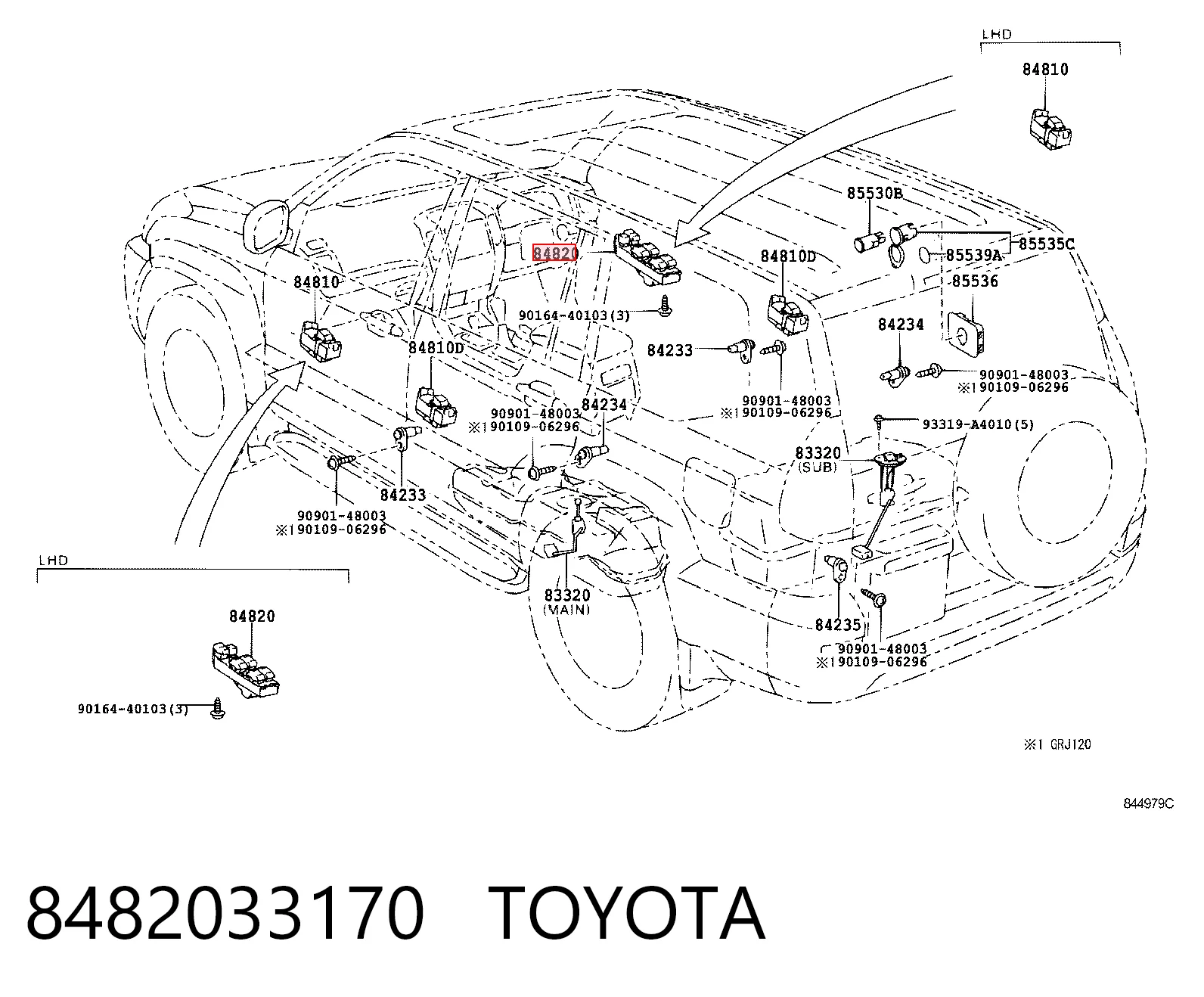 8482033170 Toyota Кнопки переднего левого стекло подъёмника