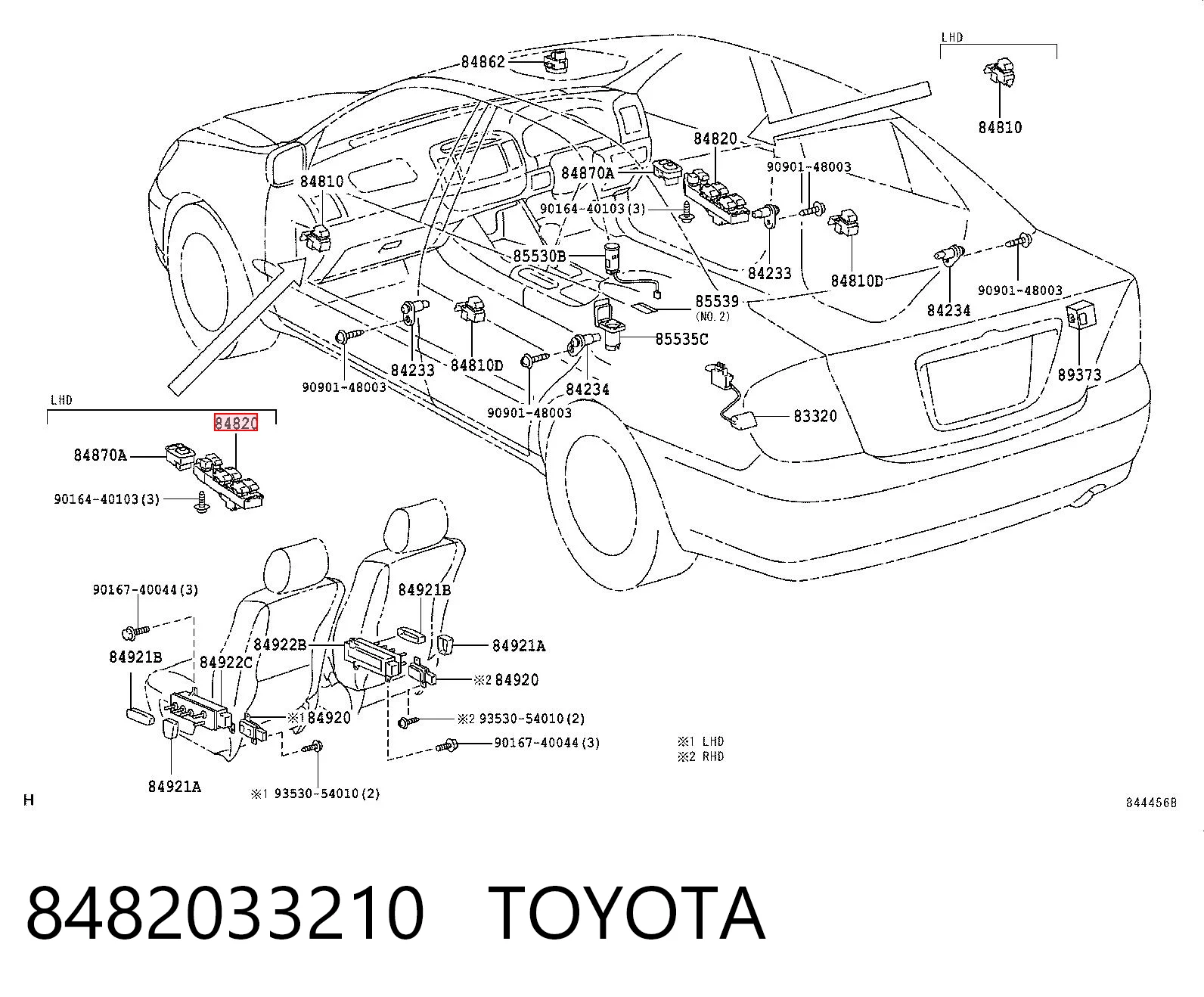 8482033210 Toyota Кнопочный блок управления стеклоподъемником центральной консоли