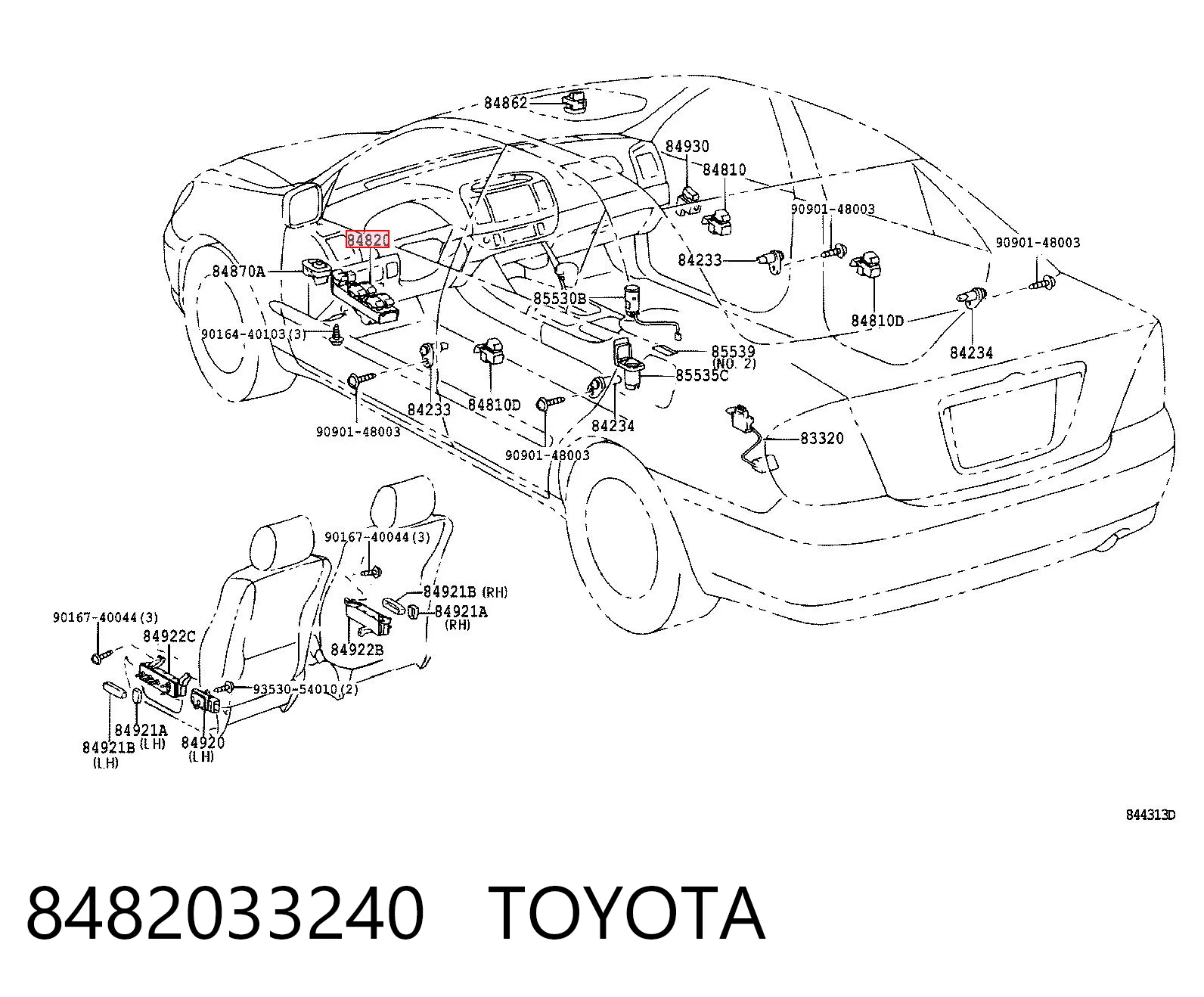 8482033240 Toyota Кнопочный блок управления стеклоподъемником центральной консоли