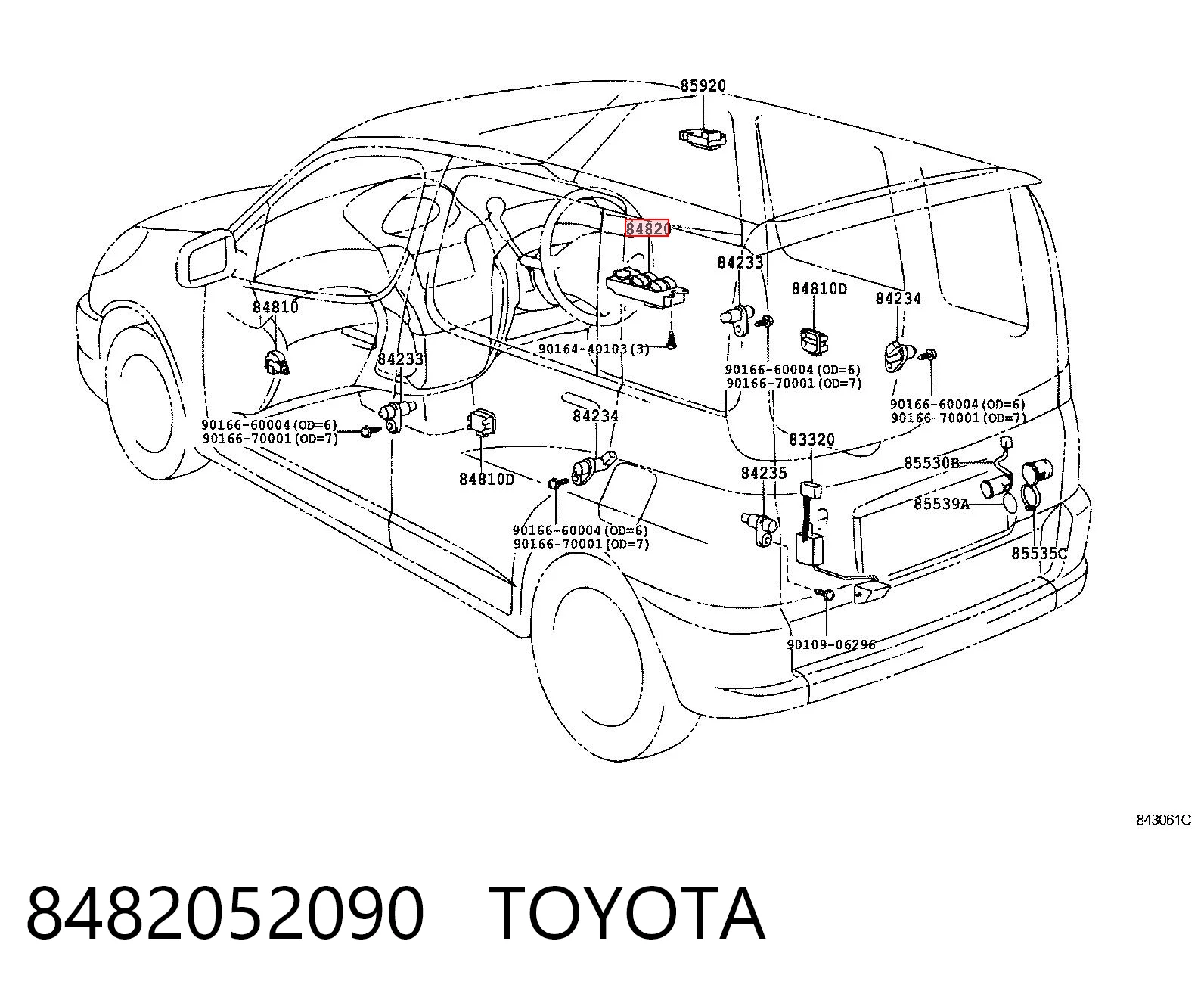 8482052090 Toyota Кнопки переднего левого стекло подъёмника