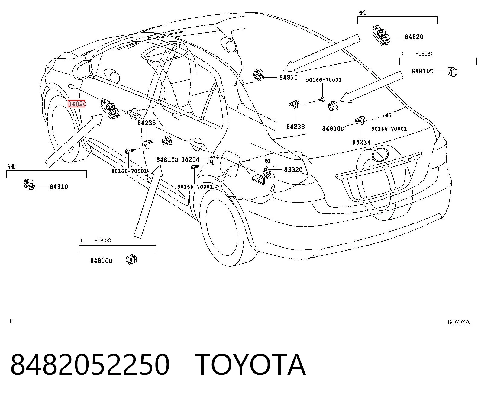 8482052250 Toyota Кнопочный блок управления стеклоподъемником центральной консоли