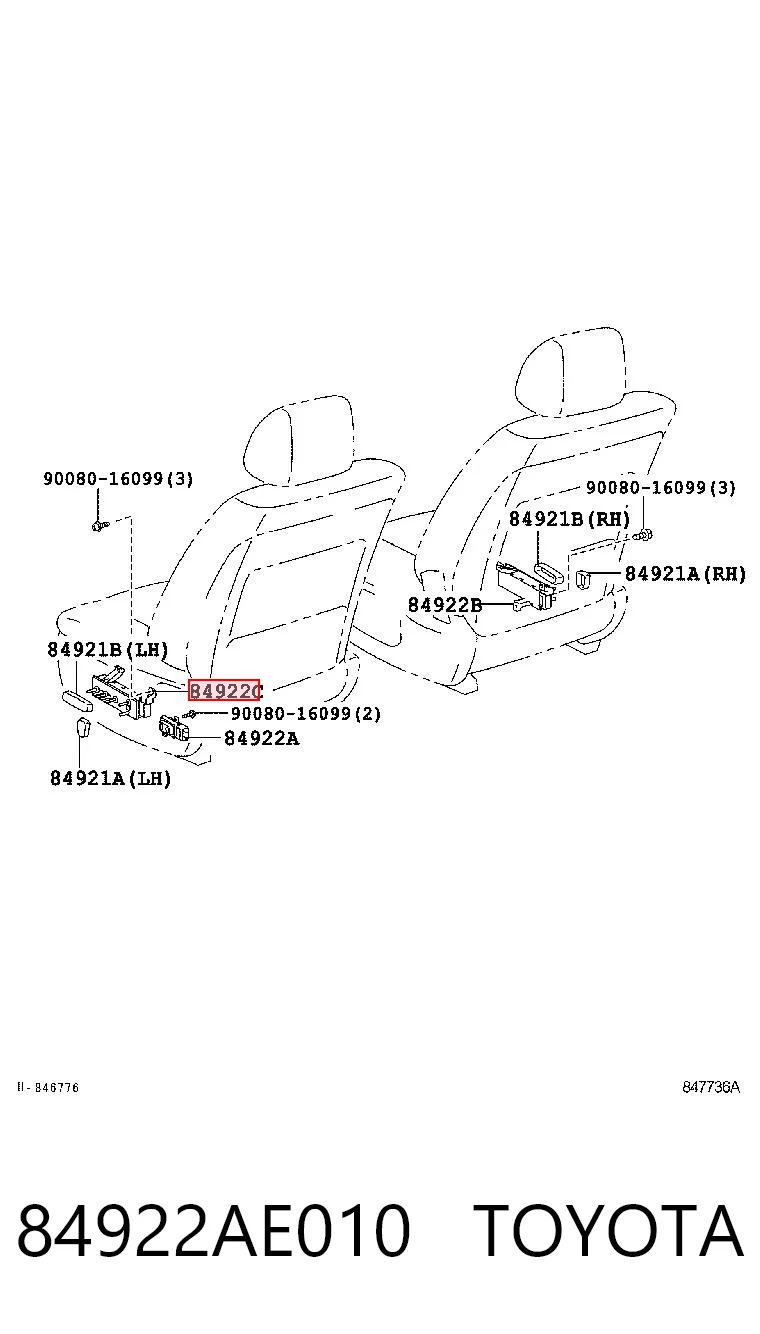 84922AE010 Toyota Блок кнопок механизма регулировки сидений, левый