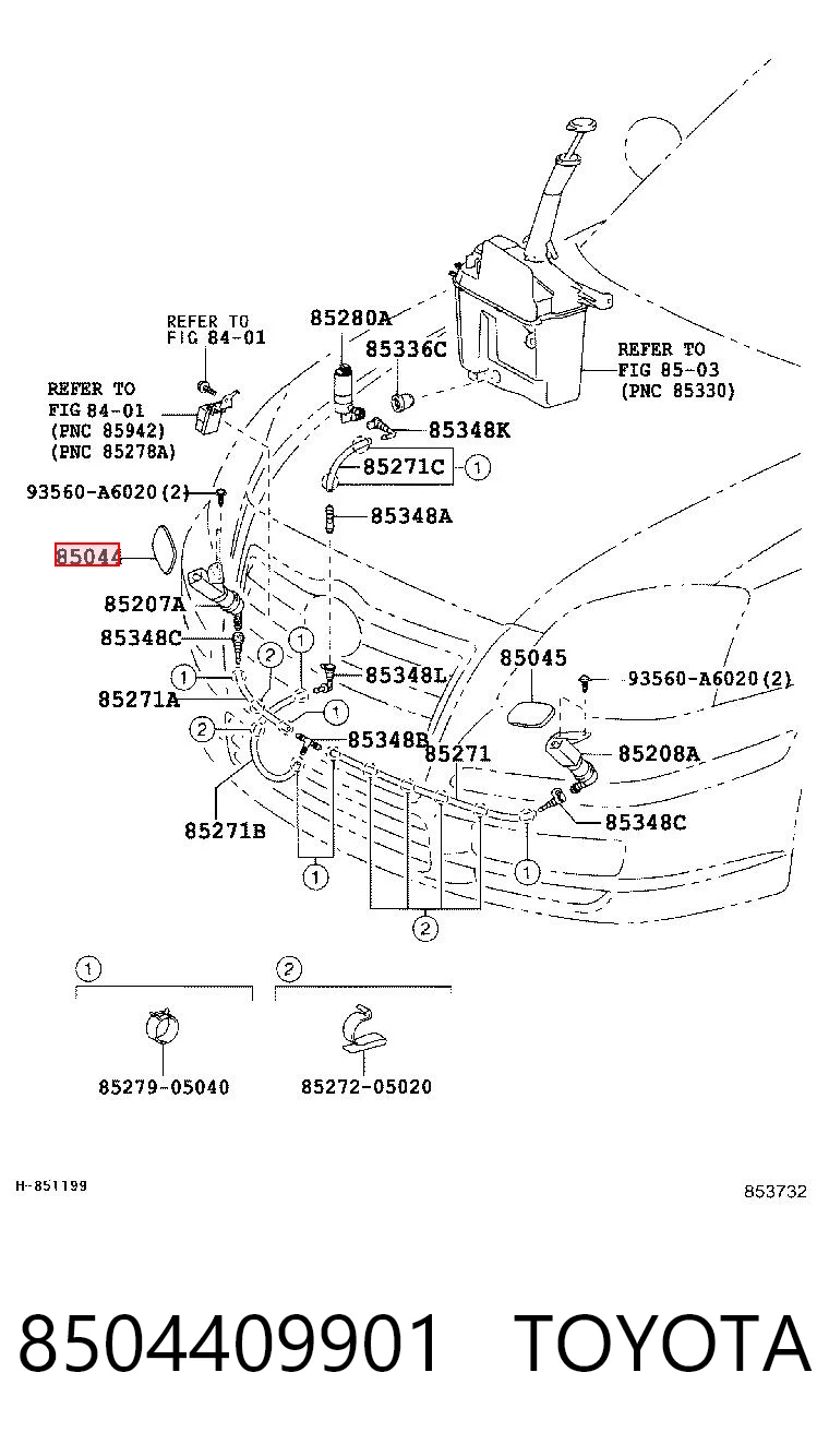 8504409901 Toyota Накладка форсунки омывателя фары передней