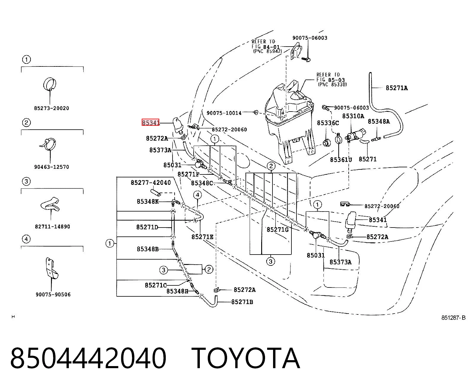 8504442040 Toyota Сопло омывателя фары передней