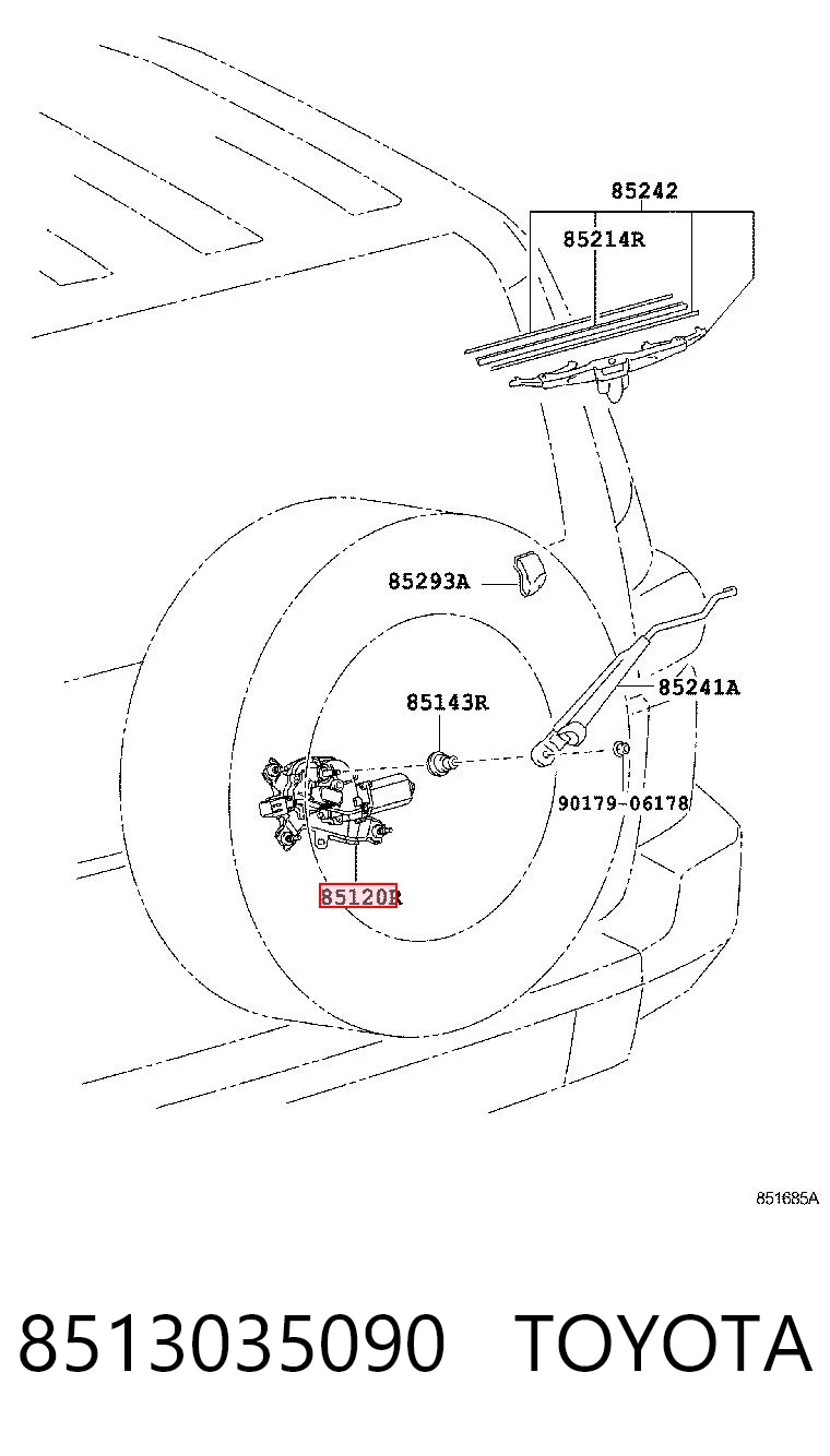 8513035090 Toyota Мотор заднего стеклоочистителя