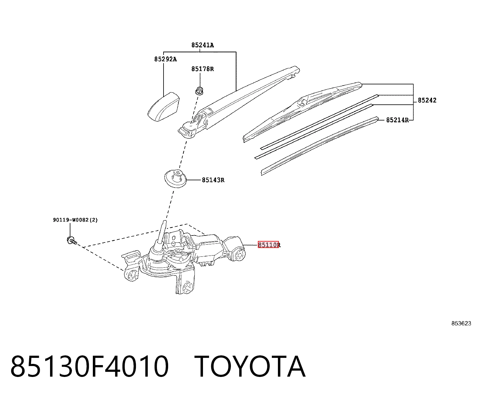 Мотор заднего стеклоочистителя на Toyota C-HR  X10