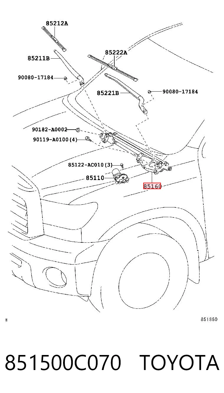 851500C070 Toyota Трапеция стеклоочистителя