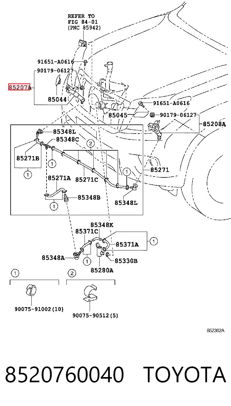 8520760040 Toyota Держатель форсунки омывателя фары, подъемный цилиндр