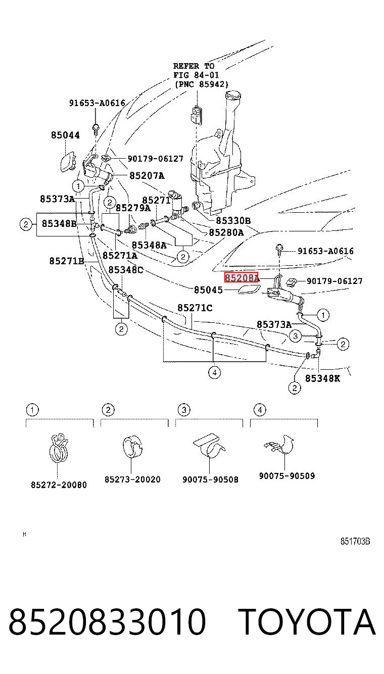 8520833010 Toyota Сопло омывателя фары передней, левой